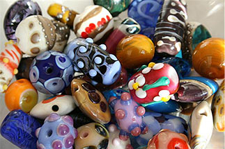 a selection of brightly colour beads